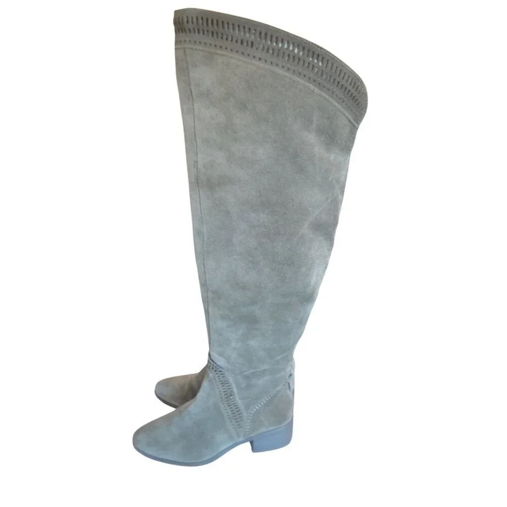 Vince Camuto Karinda Over the Knee Boot Gray Suede Size 7 Fall Casual Neutral